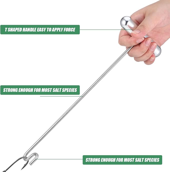 Sotiff 2 Pcs 12 in Stainless Steel Fish Hook Remover Tools Summer Fishing Hook Quick Removal Device Saltwater Dehooker Aluminum and Fish Dehooker for Fisherman