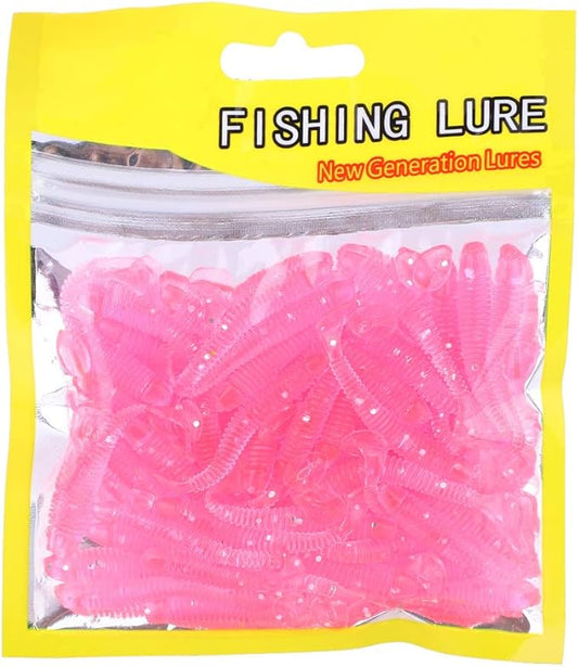 Tbest 50 Pcs 5cm Soft Fishing Lures, Plastic Fishing Bait T-Tail Grub Worm Baits Fish Tackle Accessory 9 Colors