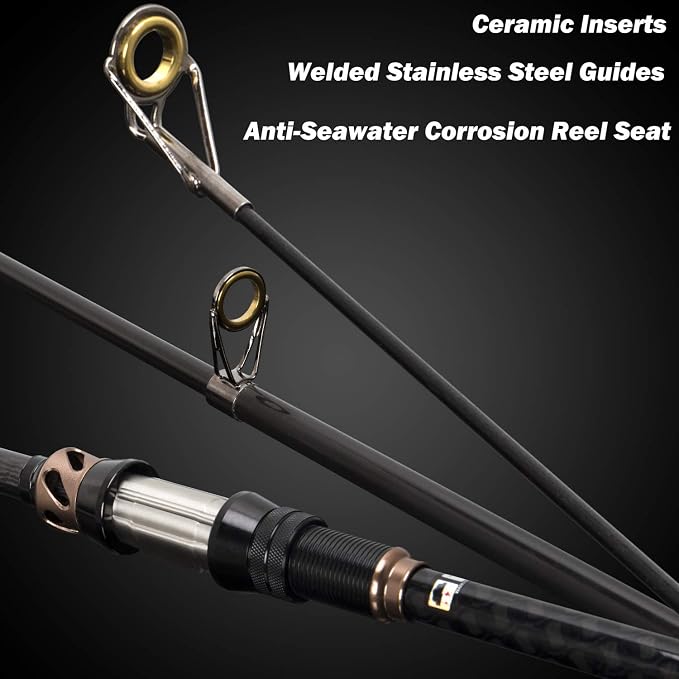 PLUSINNO Fishing Rod and Reel Combos - Carbon Fiber Telescopic Fishing Pole - Spinning Reel 12 +1 Shielded Bearings Stainless Steel BB