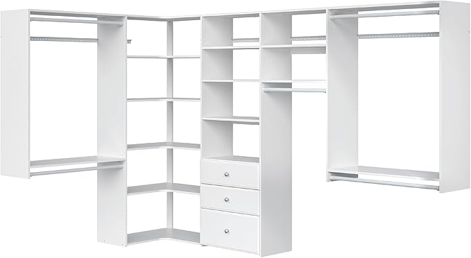 Easy Track PH43-WH Ultimate Corner Wood Kit Closet Organizer in White with White-Vinyl Hardware
