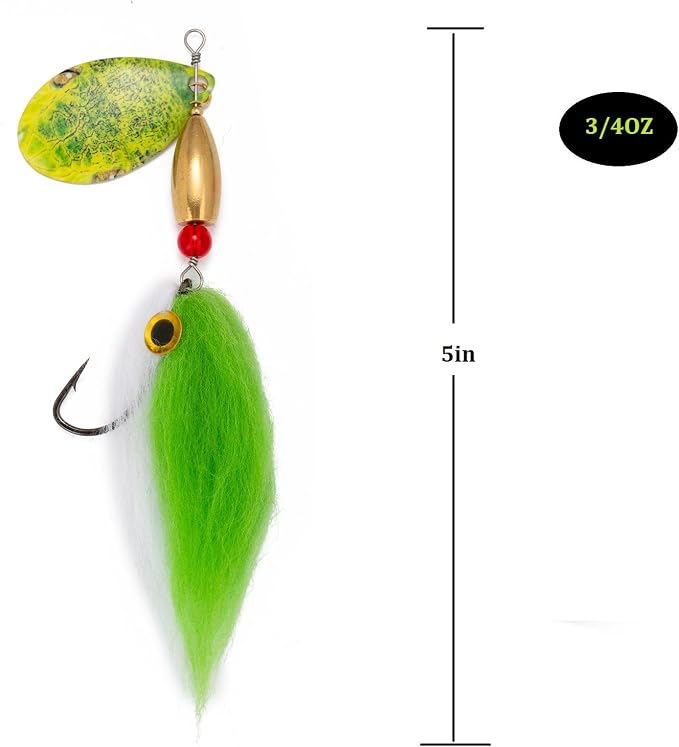 Pike Musky Walleye Fishing Lure Spinnerbait with Feathered Hooks Rooster Tail Fishing Lures Spoon Lures Baits with Tackle Box