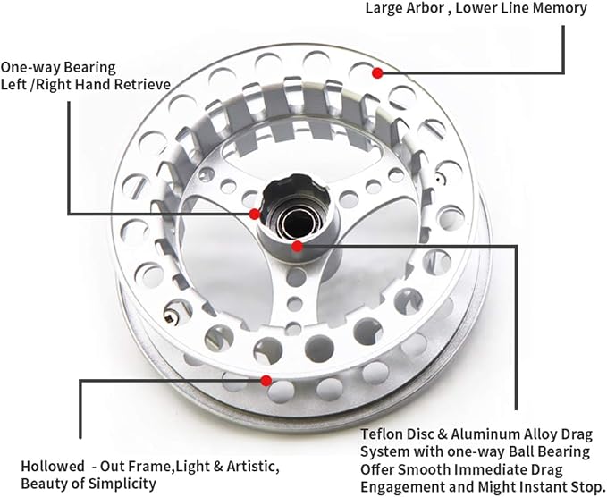 (1/2WT 3/4WT 5/6WT 7/8WT) Fly Reel with Line Combo Aluminum Alloy Large Arbor Fly Fishing Reels Weight Forward Fly Line with Braided Backing Taper Leader Pre-Tied
