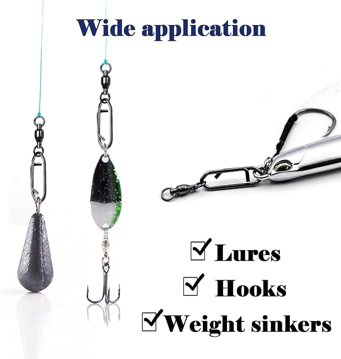 50Pcs High Strength Fishing Swivels | Ball Bearing Snap Swivels with Stainless Steel| Saltwater/Freshwater Quick-Change Snap Swivels for Catfishing Tackle,Lures