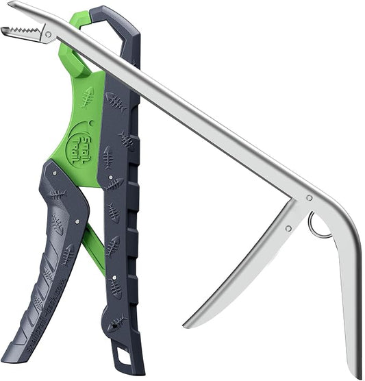 SNAIL TRAIL 11.5" Fishing Hook Remover Tool & 9" Floating Fish Gripper Kit, Stainless Steel Fish Dehooker, Fish Grabber, Saltwater Fish Lip Grip, Hook Extractor Pliers, Fishing Gear and Accessories