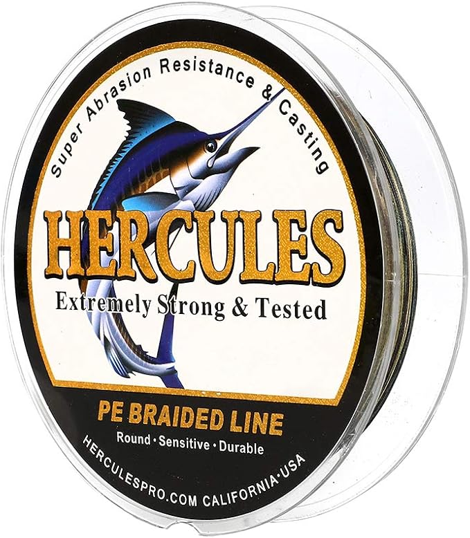 HERCULES Cost-Effective Super Cast 8 Strands Braided Fishing Line 10LB to 300LB Test for Salt-Water,109/328/547/1094 Yards(100M/300M/500M/1000M),Diam.#0.12MM-1.2MM,Hi-Grade Performance,Variety Colors
