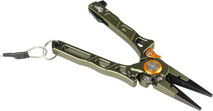 Line Cutterz Elite Saltwater Fishing Pliers, Patented Ceramic Braid and Line Cutter, Hook Remover, Sheath and Lanyard | Integrated Ceramic Blade Cutting Slot In Handle