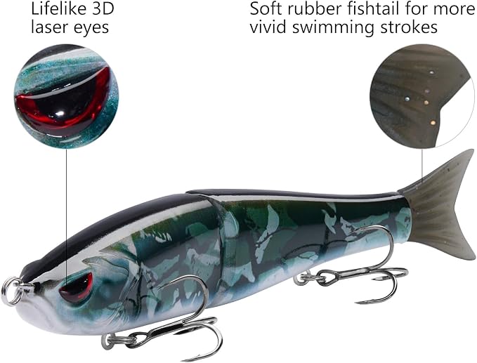 Bassdash SwimShad Glide Baits Jointed Swimbait Bass Pike Salmon Trout Muskie Fishing Lure