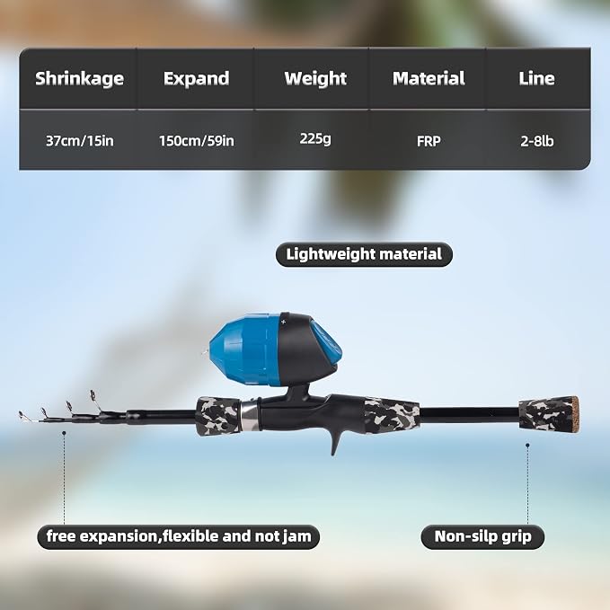 Kids Fishing Pole Kit Set，Portable Telescopic Fishing Rod and Reel Combo Full Kits for Boys, Girls, Beginner, Youth