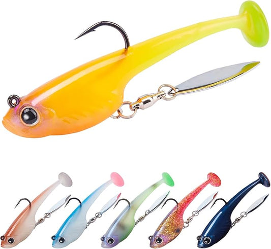 TRUSCEND Duramax Pre-Rigged Fishing Lures with BKK Jig Hooks, 10X Tear-Resistant TPE Soft Swimbaits for Bass Striper Trout Crappie Walleye Grouper, Lifelike Fishing Baits for Saltwater and Freshwater