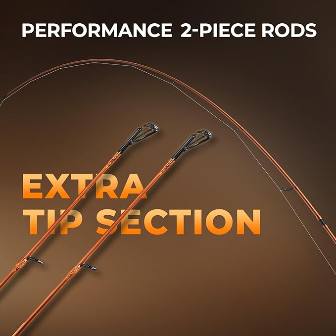 KastKing Lethal Blaze Twin-Tip Fishing Rods, IM6 Graphite Blanks Casting & Spinning Rods, 2-Piece Rod with Extra Tip, PTS Power Transition System, Ideal for Bass, Freshwater & Inshore Fishing