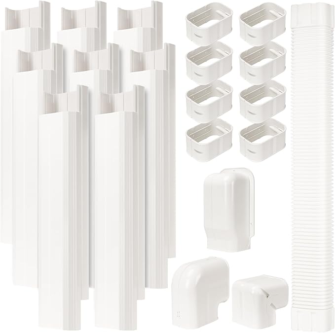 4" W 13.5Ft L Line Set Cover Kit for Mini Split Air Conditioners Decorative PVC Slim Line Cover for Central AC & Heat Pumps Systems Tubing Cover