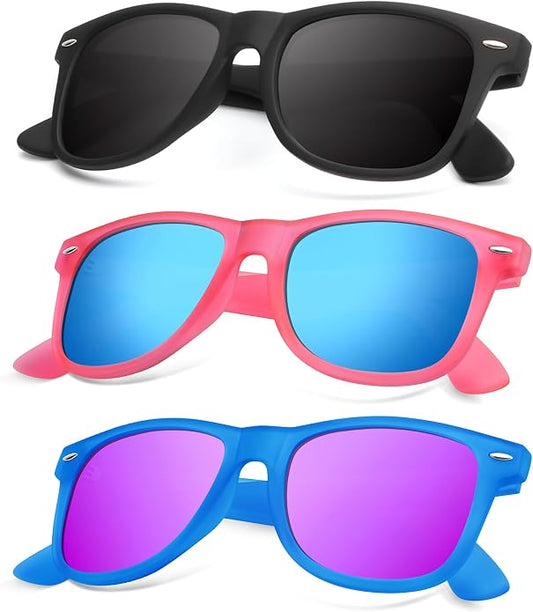 KALIYADI Polarized Sunglasses for Men and Women Matte Finish Sun glasses Color Mirror Lens UV Blocking (3 Pack)