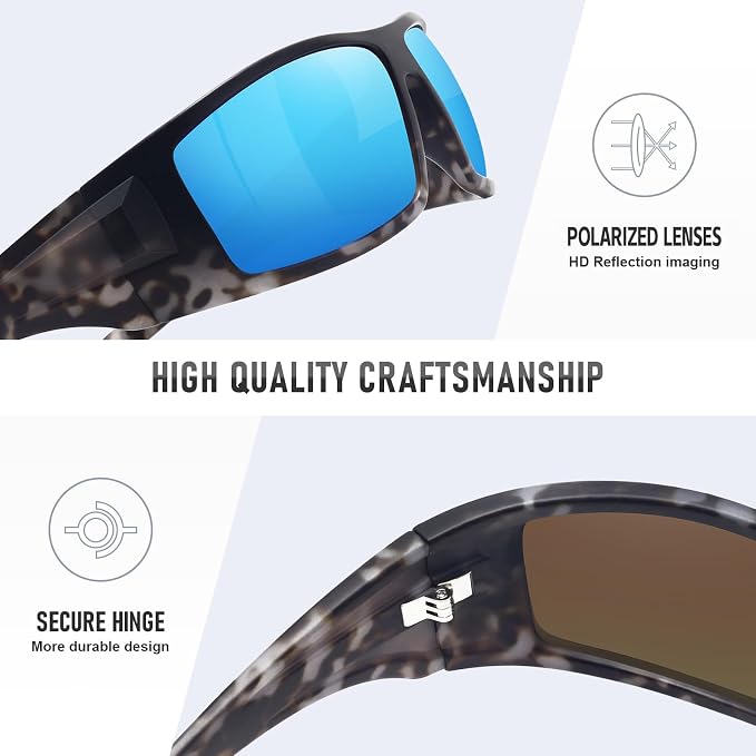 Polarized Sports Sunglasses for Men Women Unbreakable Frame Cycling Fishing Wrap Around Sunglasses UV400 Protection
