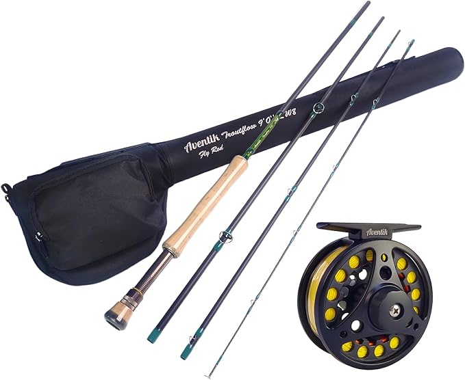 Aventik Troutflow Fly Fishing Rod and Reel Combo, 9FT 5wt 8wt, Japan Toray 46T Carbon Fast Action 4-Piece Fly Rod Kit with SADC Pre-Spooled Reel & Case