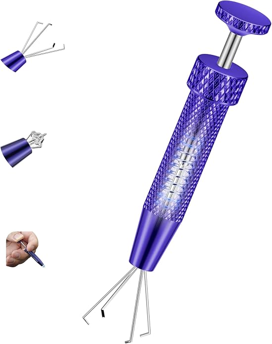 Upgraded Anti-Slip Piercing Ball Grabber Tool with Ergonomic Design for Changing Jewelry, Stainless Steel Jeweler Pick Up Tool 4 Claw Gem Piercing Changing Tool Body Piercing Kit for Ear Nose Lip
