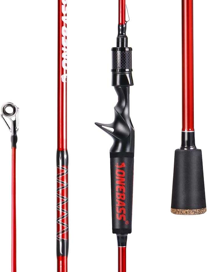 One Bass Fishing Rods,IM7 Graphite Spinning Rod & Casting Rod, 2 Pc Strong Quality Baitcasting Rod with Super Polymer Handle