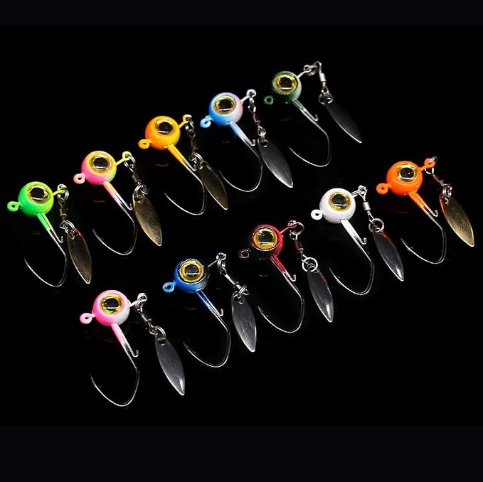 Crappie Jig Heads Kit With Underspin Spinner Blade, Lures and Jigs for Fishing - 30 & 50 Pack, 1/8, 1/16, 1/32 oz