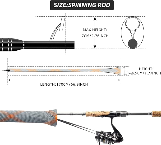SF Fishing Rod Sock Fishing Rod Sleeve Rod Cover Braided Mesh Rod Protector Pole Gloves Fishing Tools for Spinning Fishing Rod,Casting Rod,Musky Rod, Ice Rod, Fly Rod, Spey Rod