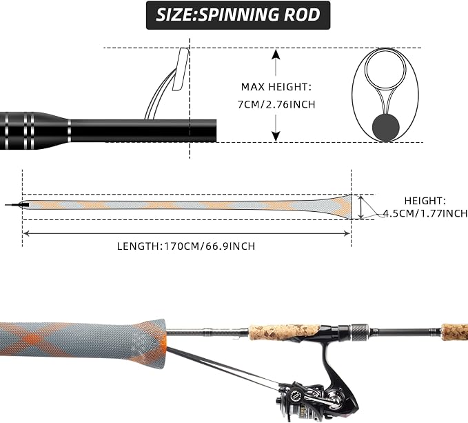 SF Fishing Rod Sock Fishing Rod Sleeve Rod Cover Braided Mesh Rod Protector Pole Gloves Fishing Tools for Spinning Fishing Rod,Casting Rod,Musky Rod, Ice Rod, Fly Rod, Spey Rod
