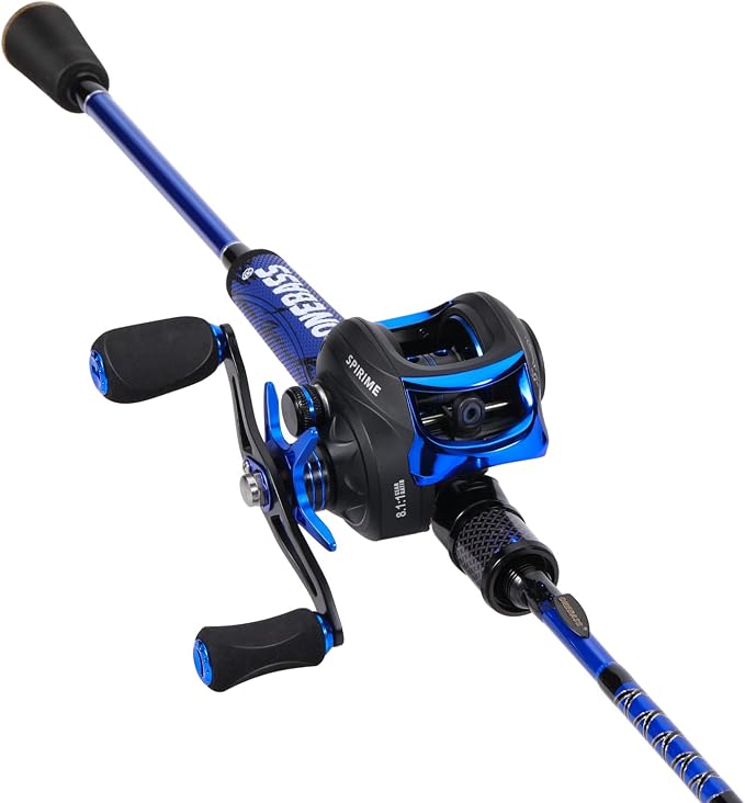 One Bass Fishing Rod Reel Combo, Baitcasting Fishing Pole with Graphite 2Pc Blanks