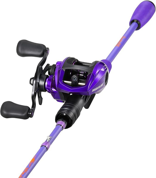 Sougayilang Baitcaster Combo –IM6 Graphite M/MH 2-Piece Rod, Stainless Steel Guides with Ceramic Rings,6.3:1 Gear Ratio High Speed Reel for Bass,Walleye, Catfish, Panfish Fishin