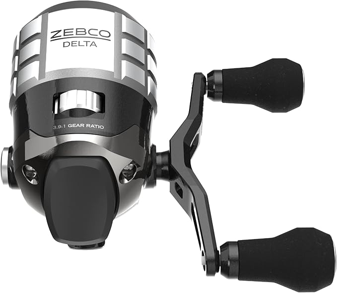 Zebco Delta Spincast Fishing Reel, Right or Left-Hand Retrieve, Dual Ceramic Pick-Up Pins, Pre-Spooled with Zebco Fishing Line, Braid Ready, Cool Gray