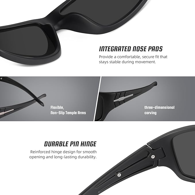 XVXV Polarized Sports Sunglasses for Men, Wrap Around Sun Glasses UV Protection for Cycling Fishing Driving