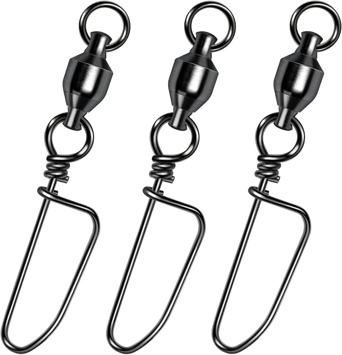 Alwonder 20-Pack Ball Bearing Swivels with Snaps, Fishing Snap Swivels Fishing Tackle Saltwater Freshwater Coastlock Snaps Barrel Swivel Leader Connector Downrigger Planer Release Clips