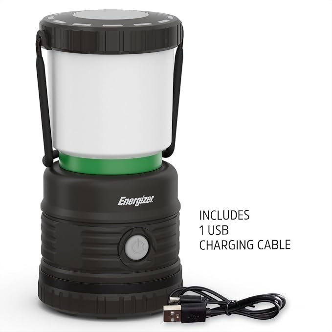 Energizer LED Camping Lantern X1000, Bright and Rugged Tent Light, Water-Resistant Rechargeable Lantern for Camping, Hiking, Fishing, Emergency, Portable Light (USB Cable Included)