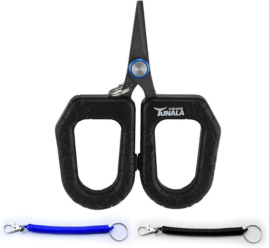 Fishing Scissors for Braided Line Fishing Line Cutter with Serrated Blades,Braid Mono & Fluorocarbon Scissors for Saltwater Fishing Gear with Coiled Lanyard