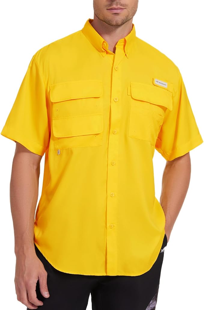 Bassdash UPF 50 Men’s Fishing Dress Shirt Button Down Woven Short Sleeve Outdoor