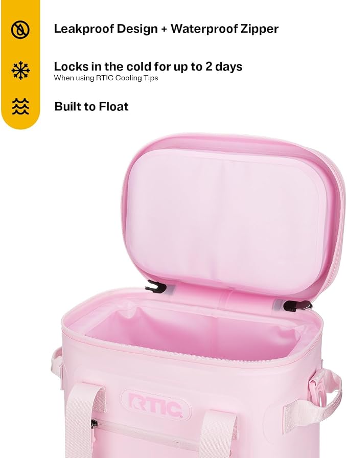 RTIC Ultra-Tough Soft Cooler 20 Can, Insulated Bag Portable Ice Chest Box for Lunch, Beach, Drink, Beverage, Travel, Camping, Picnic, Car, Trips, Floating Cooler Leak-Proof with Zipper
