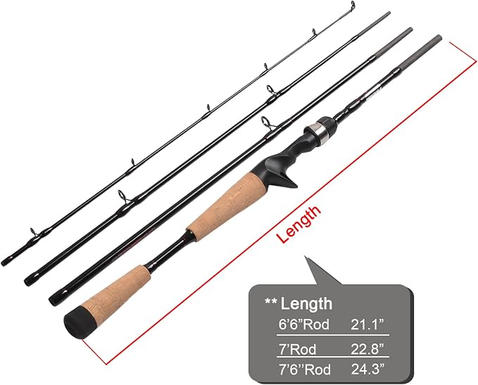 Fiblink 4 Pieces Travel Casting Rod Carbon Baitcasting Fishing Rod Portable Fishing Rod Baitcaster