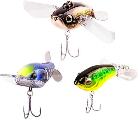 FONMANG Top Water Fishing Lures, 3-Pcs Topwater Lures for Bass Walleye Pike, 2025 New Wasp Crawl Bait for Freshwater and Saltwater