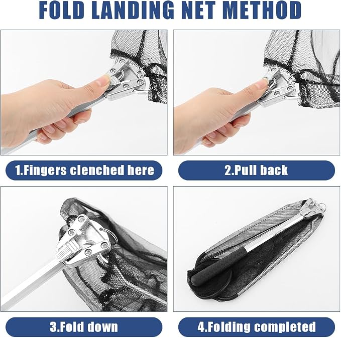 Fishing Net Minnow Nets with Aluminum Collapsible Telescopic Fishing Pole Handle and Nylon Mesh, Small F-ishing Landing Net for Saltwater Freshwater