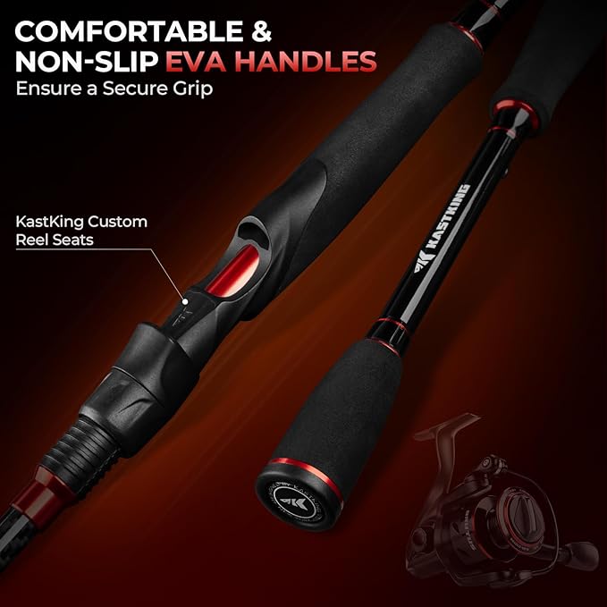 KastKing Brutus Twin-Tip Fishing Rod and Reel Combo, Baitcaster, Spinning & Spincast Combos, IM6 Graphite 2-Piece Rod with Backup Tip Section, EVA Handle, Durable & Sensitive, Freshwater Fishing