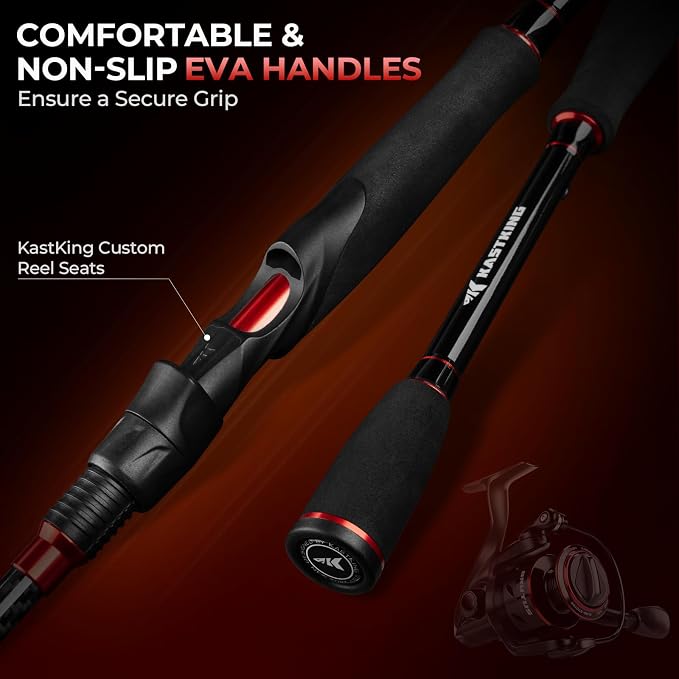 KastKing Brutus Twin-Tip Fishing Rod and Reel Combo, Baitcaster, Spinning & Spincast Combos, IM6 Graphite 2-Piece Rod with Backup Tip Section, EVA Handle, Durable & Sensitive, Freshwater Fishing