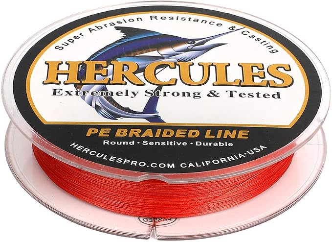 HERCULES Cost-Effective Super Cast 8 Strands Braided Fishing Line 10LB to 300LB Test for Salt-Water,109/328/547/1094 Yards(100M/300M/500M/1000M),Diam.#0.12MM-1.2MM,Hi-Grade Performance,Variety Colors