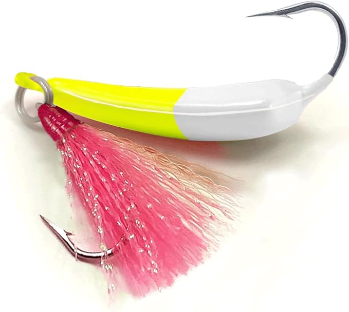 5 Pack Fishing Jig Heads, Swimbait Jigs Pompano Jigs with Teaser Hooks, Surf Fishing Jigs Saltwater Jig Heads Stand Up Jig High Carbon Steel O'Shaughnessy Hooks jigs