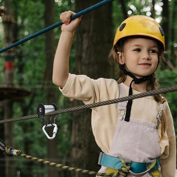 VOSAREA Slackline Pulley Kit for Backyard Heavy Duty Zipline Accessory Slider Rope Pulley Mechanism