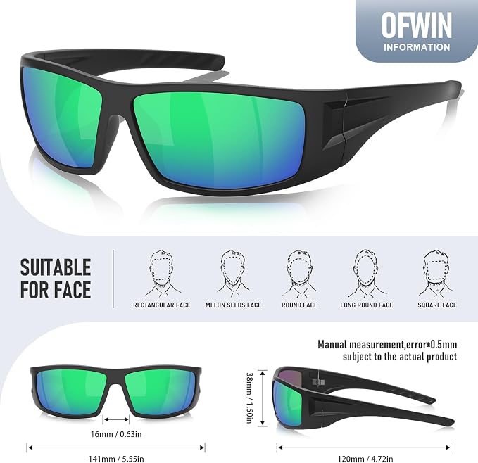 Polarized Sports Sunglasses for Men Women Unbreakable Frame Cycling Fishing Wrap Around Sunglasses UV400 Protection
