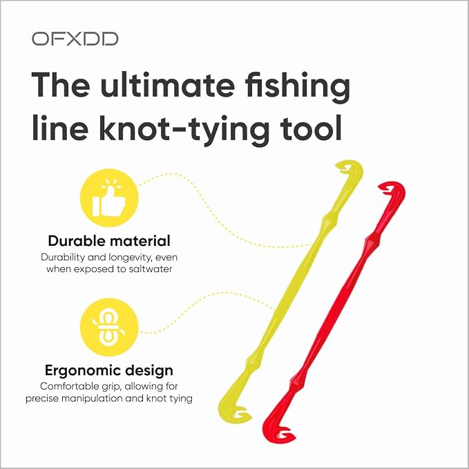 Loop Tyer - Hook Loop Tyer for Fishing - Plastic Fishing Line Knot Tying Tool, 3 Pcs Yellow & 3 Pcs Red