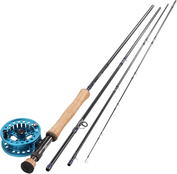 Sougayilang 5/6 Weight 9ft Fly Rod, 4-Piece Graphite Rod, Die Cast Aluminum Reel, Carrying Case, Fly Box & Fishing Flies Combo Starter Kit