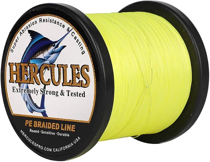 HERCULES Cost-Effective Super Cast 8 Strands Braided Fishing Line 10LB to 300LB Test for Salt-Water,109/328/547/1094 Yards(100M/300M/500M/1000M),Diam.#0.12MM-1.2MM,Hi-Grade Performance,Variety Colors