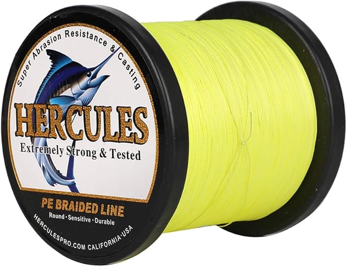 HERCULES Cost-Effective Super Cast 8 Strands Braided Fishing Line 10LB to 300LB Test for Salt-Water,109/328/547/1094 Yards(100M/300M/500M/1000M),Diam.#0.12MM-1.2MM,Hi-Grade Performance,Variety Colors