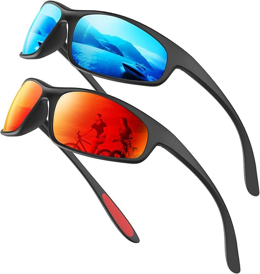 KALIYADI Mens-Sunglasses Polarized Sunglasses-Men Sports: Sport Sun Glasses for Running Cycling Fishing with UV Protection