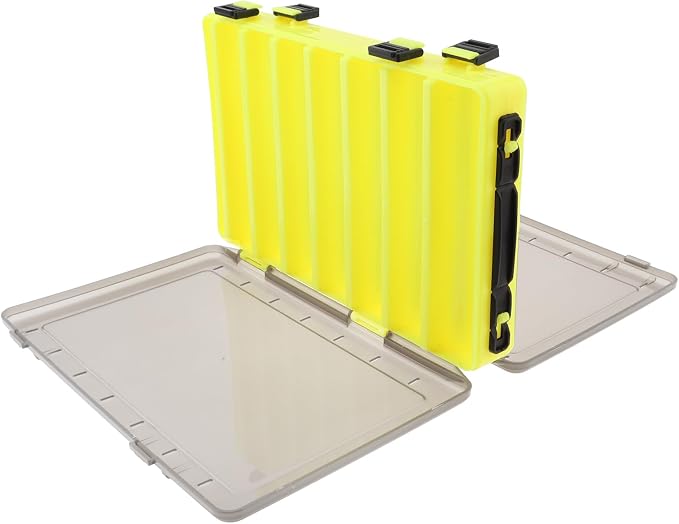 Double Sided 14 Compartments Fishing Tackle Boxes Fishing Lure Box Organizer, Fishing Bait Tackle Storage Case, Container Box for Jewelry Beads Earring Hook (Yellow)