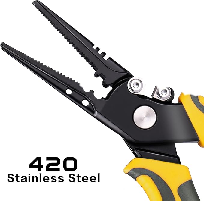 Sougayilang Fishing Pliers,Sheath and Lanyard Tungsten Carbide Cutters,420 Stainless Steel Fishing Tools,Saltwater Resistant Fishing Gear with Rubber Handle-7.5'' Straight Nose - Yellow