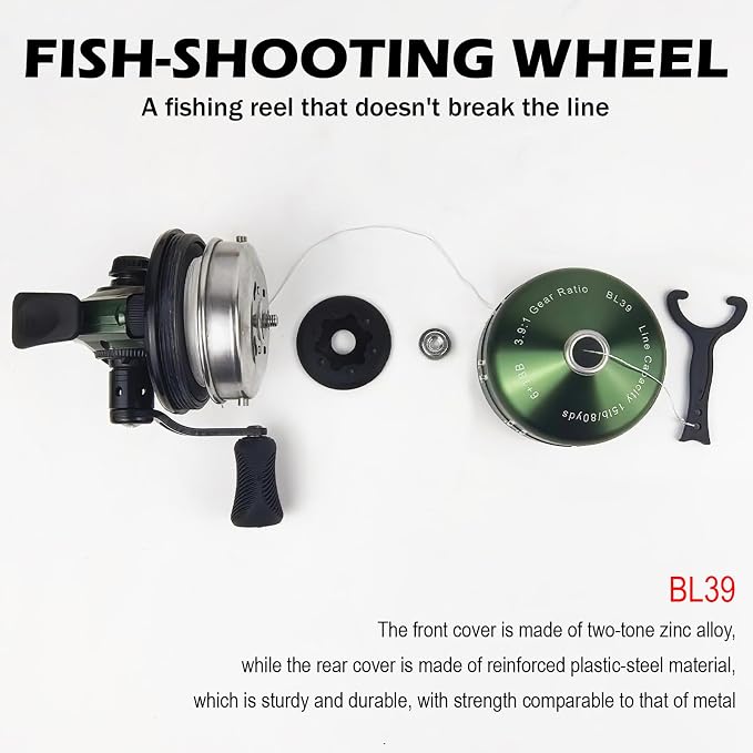 Spincast Fishing Reel, All-Metal Gears, Easy to Use Push Button Casting Design, Changeable Right/Left-Hand Retrieve