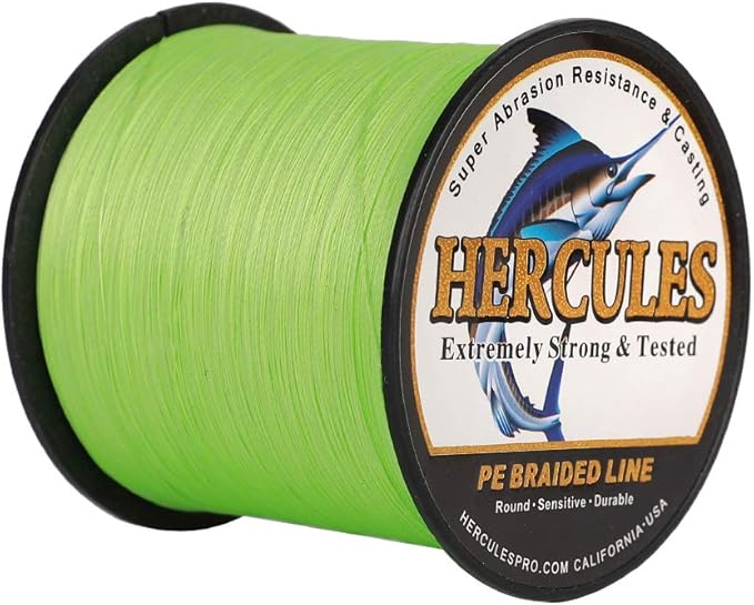 HERCULES Cost-Effective Super Strong 4 Strands Braided Fishing Line 6LB to 100LB Test for Salt-Water, 109/328 / 547/1094 Yards (100M / 300M / 500M / 1000M), Diam# 0.08MM - 0.55MM, Hi-Grade